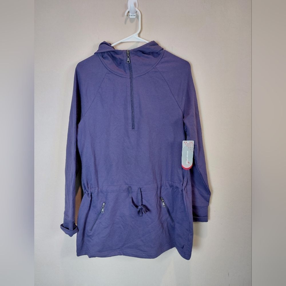 Exertek Half Zip Hoodie Drawstring Waist Thumb Holes Large